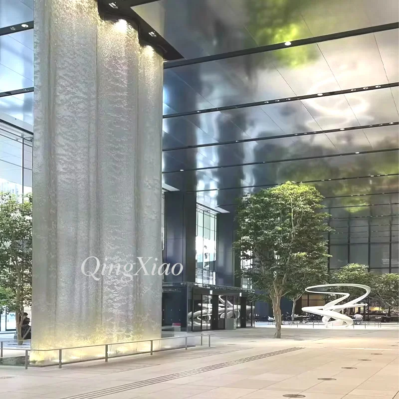 Custom Stainless Steel Mesh Water Curtain Wall Waterfall Feature for Hotel Villa Garden Courtyard Outdoor Landscape Decoration