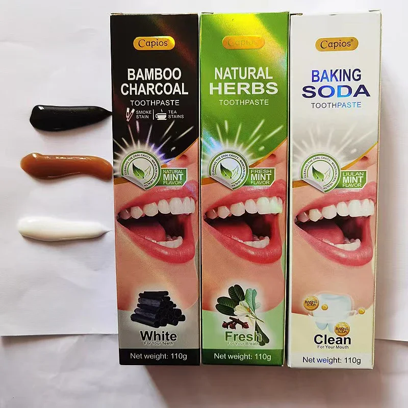 Soda dente branqueamento dentífrico, remove manchas de dentes amarelos, carvão vegetal de bambu, limpeza de ervas, eficaz, novo