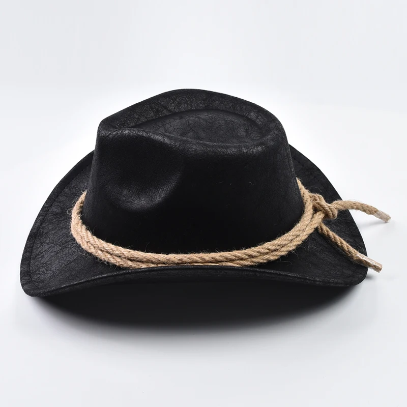 Neue Western Cowboy Hüte Vintage Roll Krempe Gentleman Cowgirl Jazz Hut Feiertage Party Cosplay Hut – Detail 9