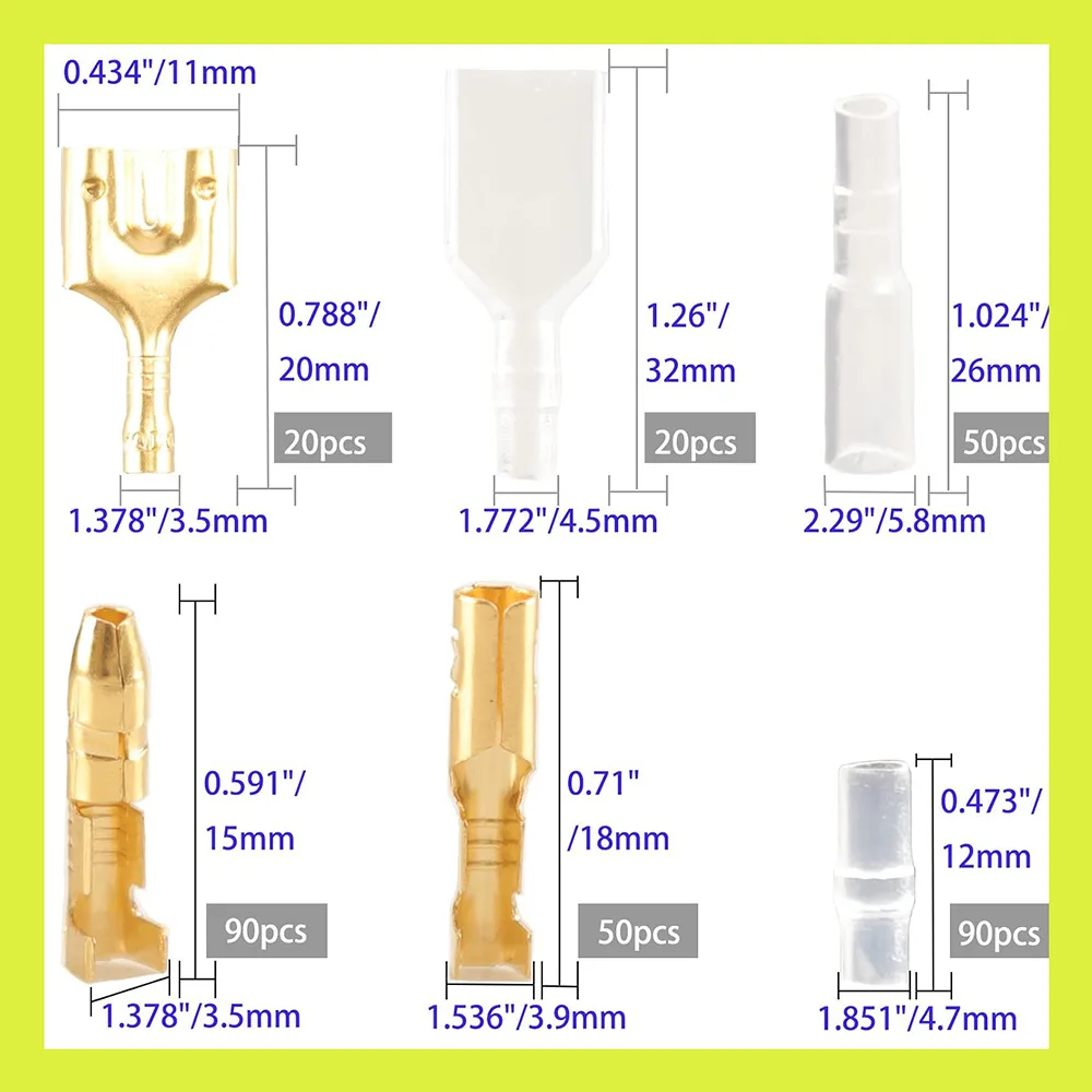 320Pcs 3.5/3.9mm Bullet Connectors Kit, Male Female Quick Disconnect Wire Terminals with Insulating Sleeves & Storage Box