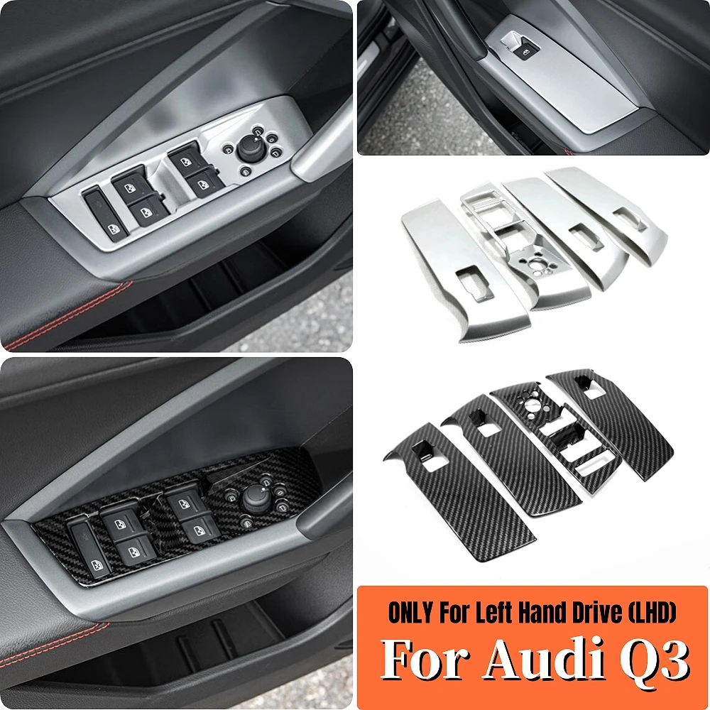 

LHD!Car Door Window glass Lift Control Switch Panel Cover Trims Auto Styling Accessories For Audi Q3 2019 2020 2021 2022 2023