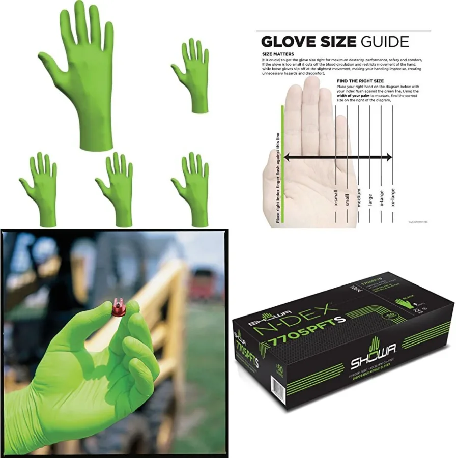 

Best N-Dex 7705PFT Accelerator-free Disposable Nitrile Glove, Powder Free, X-Large Pack of 500 Green