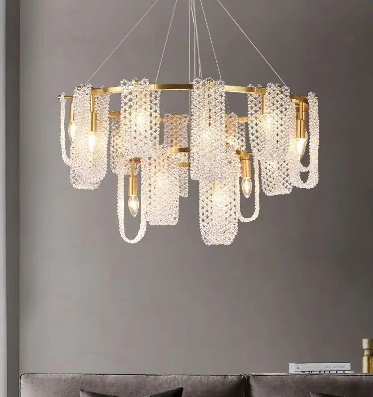 

New Luxury Living Room Chandelier Modern Simple Dining Room Bedroom Crystal Lamp Hotel Villa Penthouse Hanging Luster Lamp