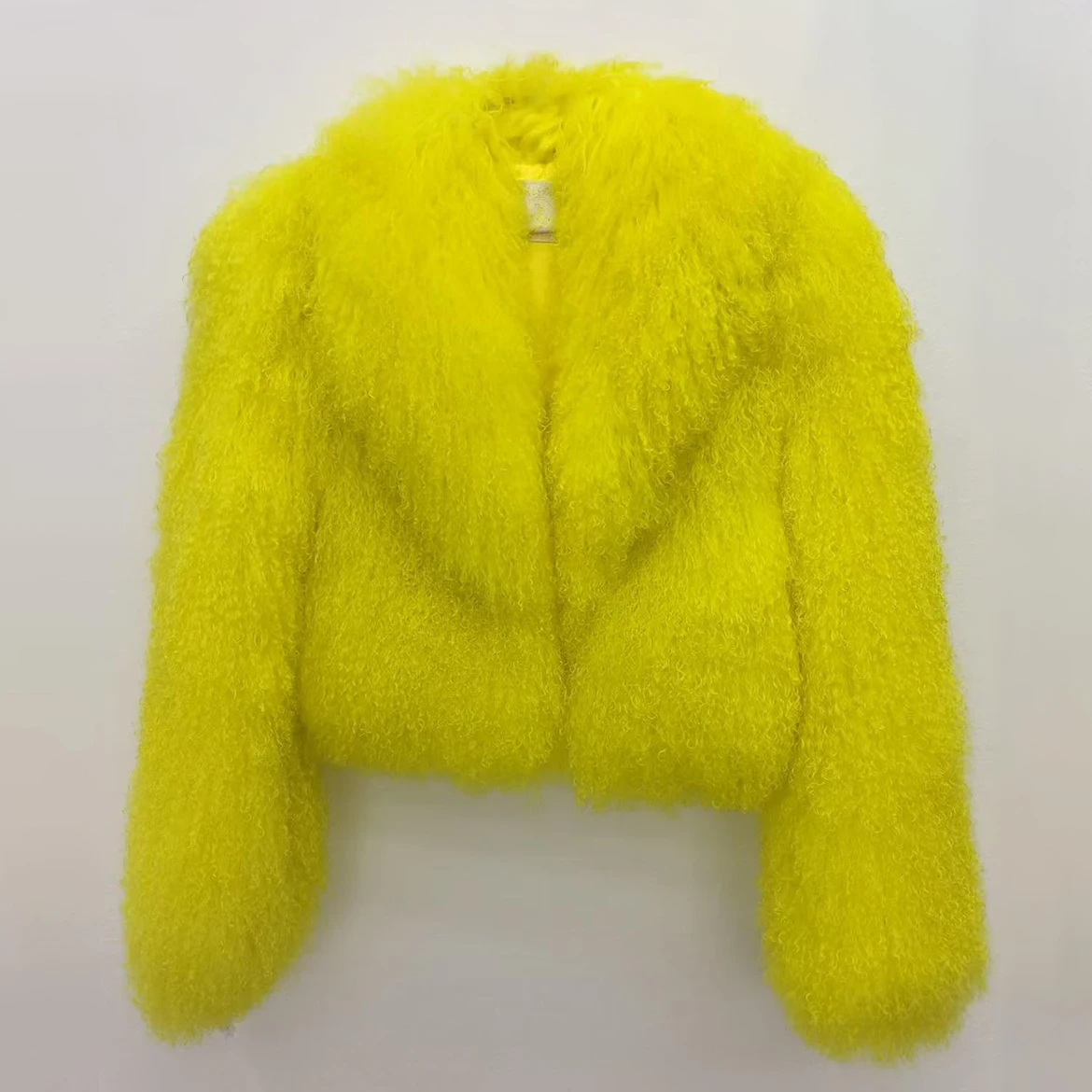 Damen-Jacke aus echtem Mongolei-Schaffell, elegant, weiß, flauschig, solide, verdickt, warm, lange Ärmel, Mäntel, schicker Wintermantel