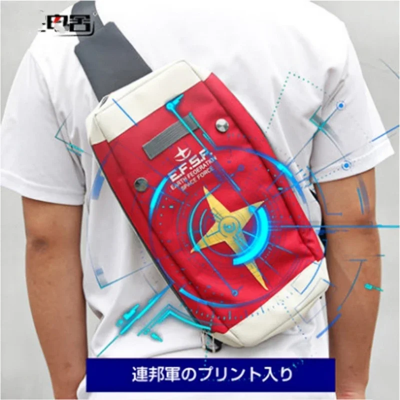 Harajuku Mobile Suit Gundam RX78-2 Shield Bag Anime Cosplay Red School Backpack Shoulder Bag Arm Single Travel Messenger Bags