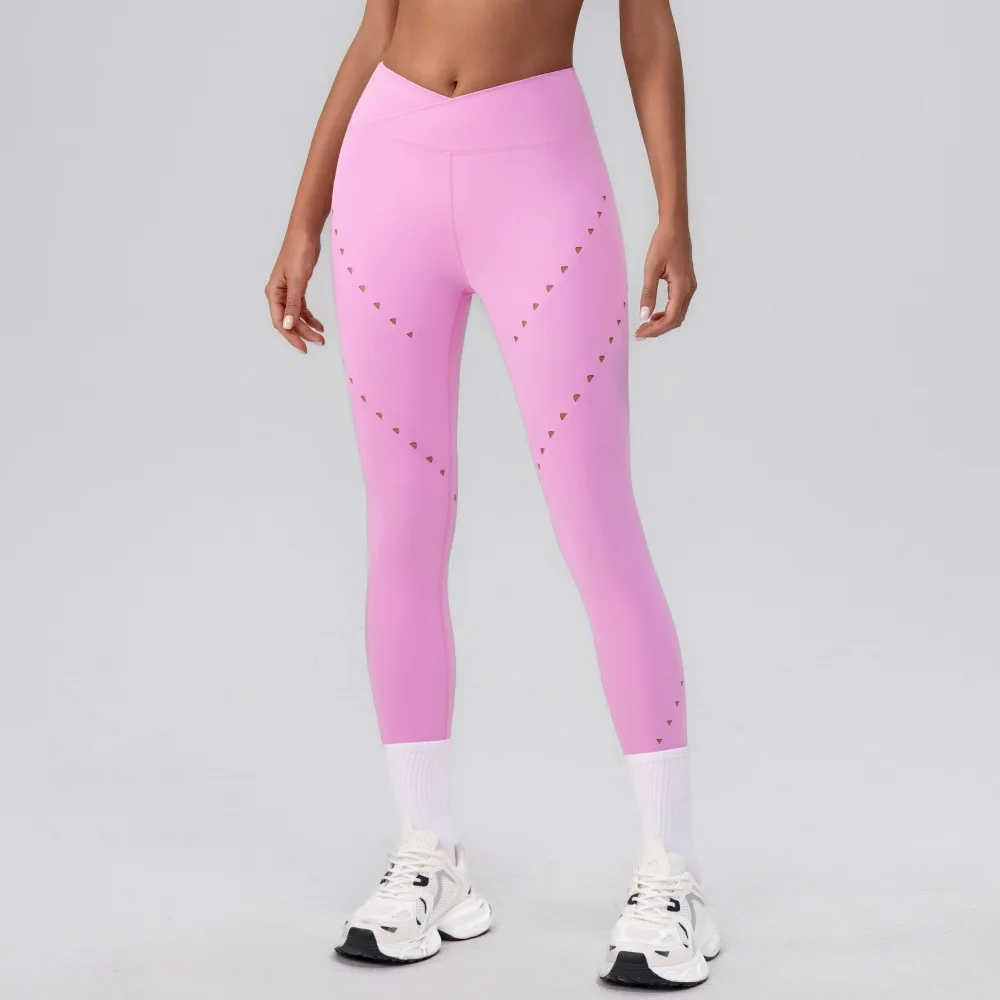 Maxdutti Hollow Out Quick Drying Fitness Leg Tied Pants For Women Wearing High Waisted And Hip Lifting Yoga Cropped Pants Woman