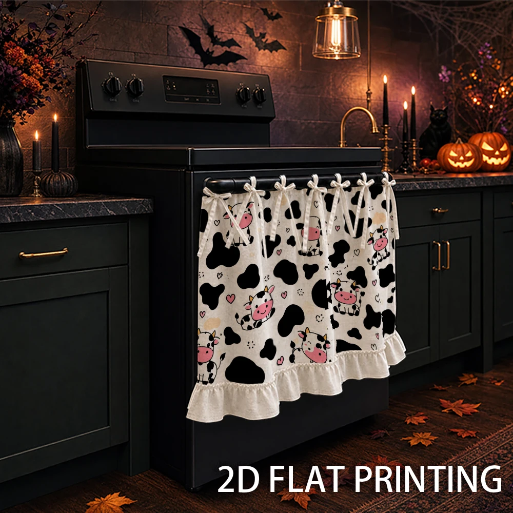 1PC Kitchen Curtain-Cabinet Curtain-Apron. Cute cow and heart print-perfect for farmhouse kitchen decor.