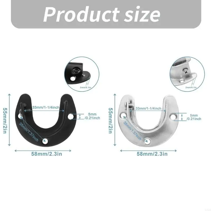 2pcs Heavy Rod Ludders Curtain Rod ที่ยึดไว้สำหรับการใช้ตู้เสื้อผ้าและตู้เสื้อผ้า