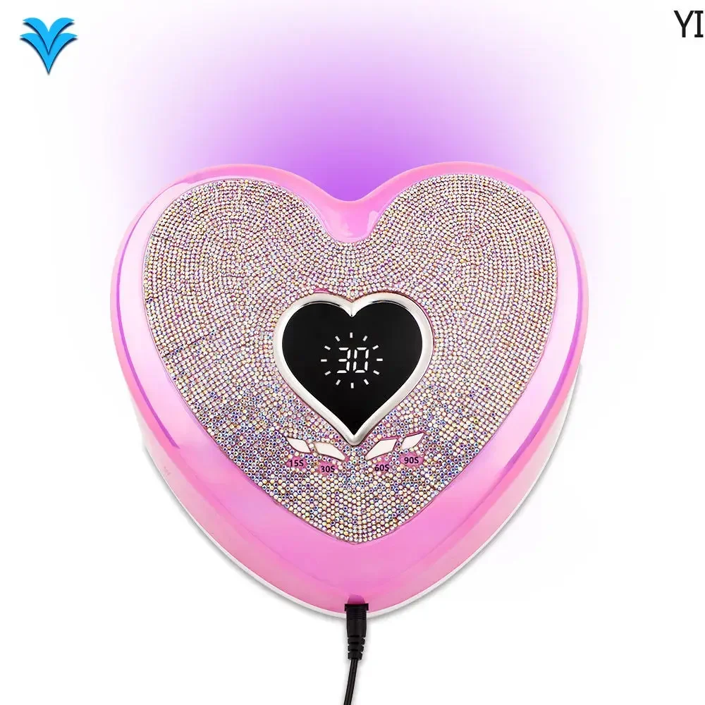 Wholesale Bling Nail Dryer 2022 Crystal Nails UV Gel Polish Heart Pink Diamond Nail Lamp