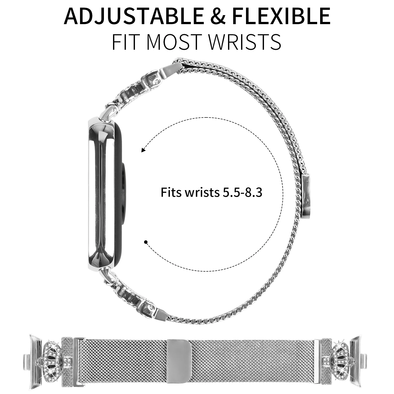 Миланский ремешок для Xiaomi Mi Band 9/8Pro, женские и мужские металлические умные часы, браслет для Redmi Watch 4 5, сменный браслет