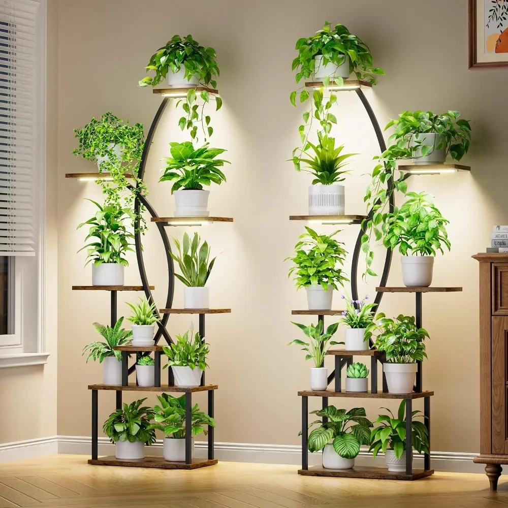 

Plant Stand Indoor with Grow Lights - 8 Tiered Tall Plant Shelf, 65" Metal Corner Shelves for Indoor Plants Multiple