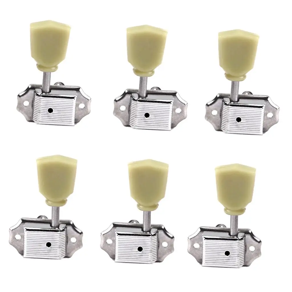Pack of 6 Metal Electric guitar tuning Peg String Sealed-Gear Silver