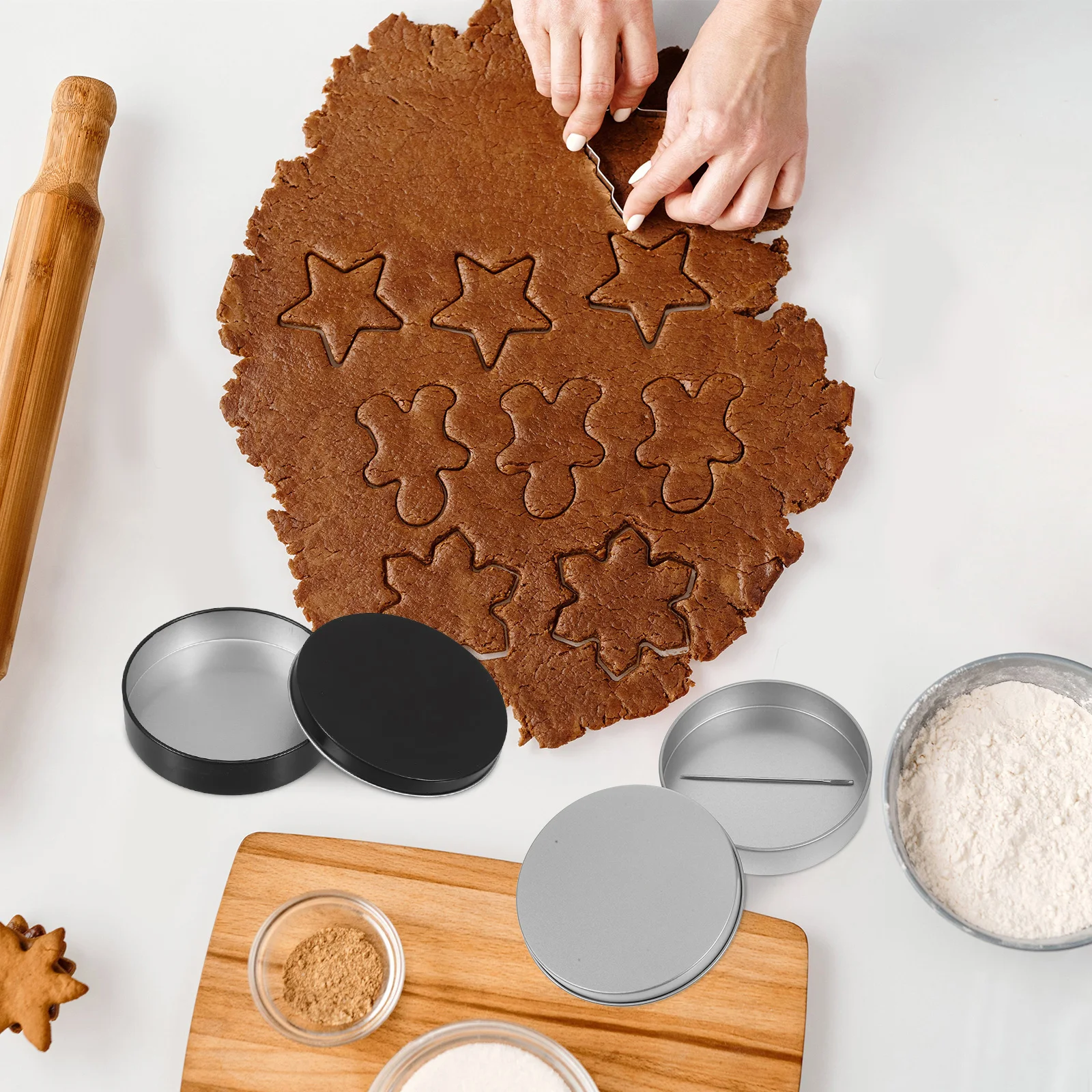 

6 Pcs Tin Box Sugar Cookie Mold Baked Goods Candy Storage Mini Tins Metal Lid Chocolate Decorative Treat Containers