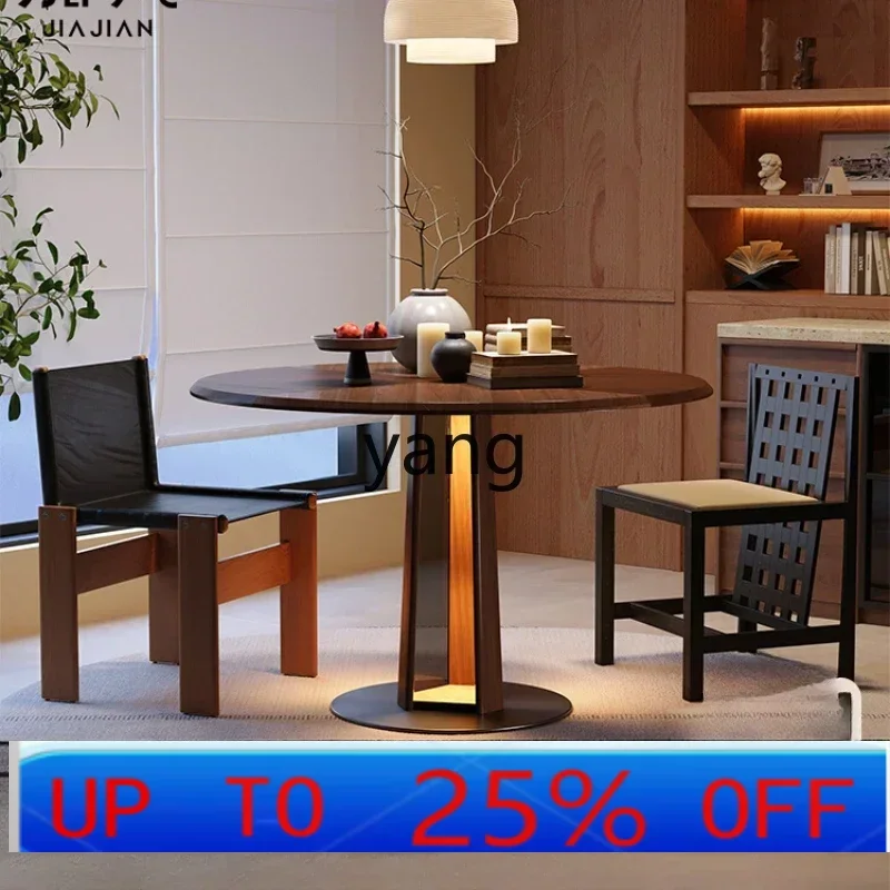 

LHH black walnut solid wood folding dining table home new dining table