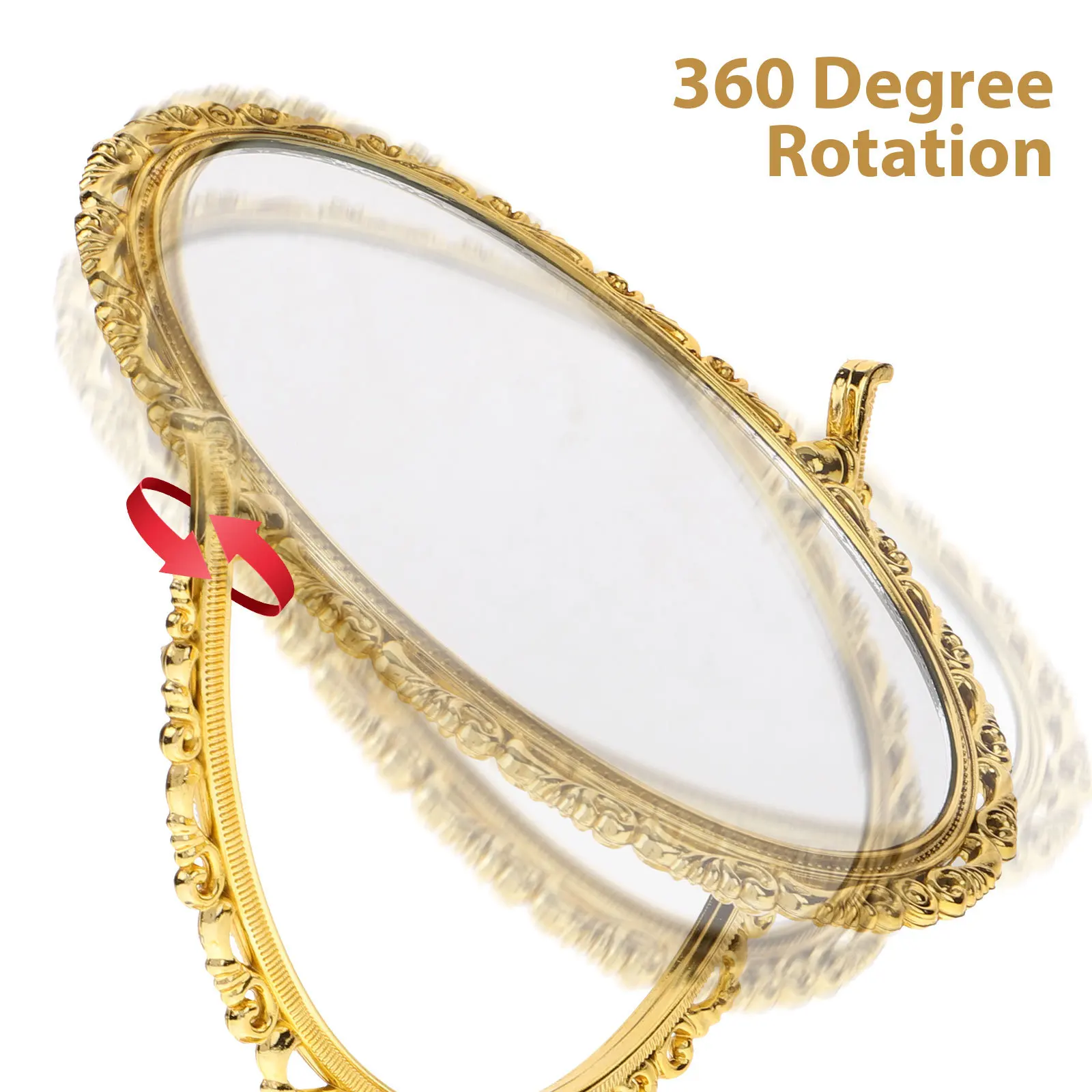 

Elegant Oval Swivel Makeup Mirror Vintage European Design High Clarity Reflection Desktop Mirror for Dresser and Bedroom