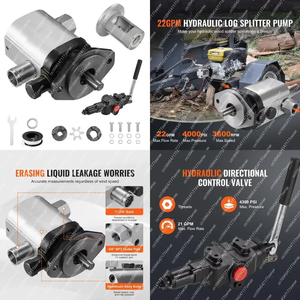 Hydraulic Wood Log Splitter Pump Kit For Small Engine Mounting Log Splitter,22GPM, 2 Stage 4000PSI Aluminum Hydraulic Gear