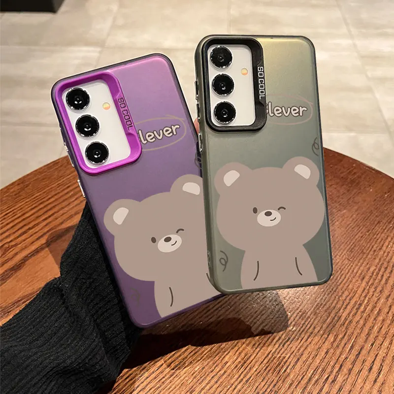 For Samsung Galaxy A 13 14 15 20 21 22 23 25 31 33 34 35 5G 50 51 52 53 54 55 70 71 72 Colorful Soft Phone Case Smart Blink Bear