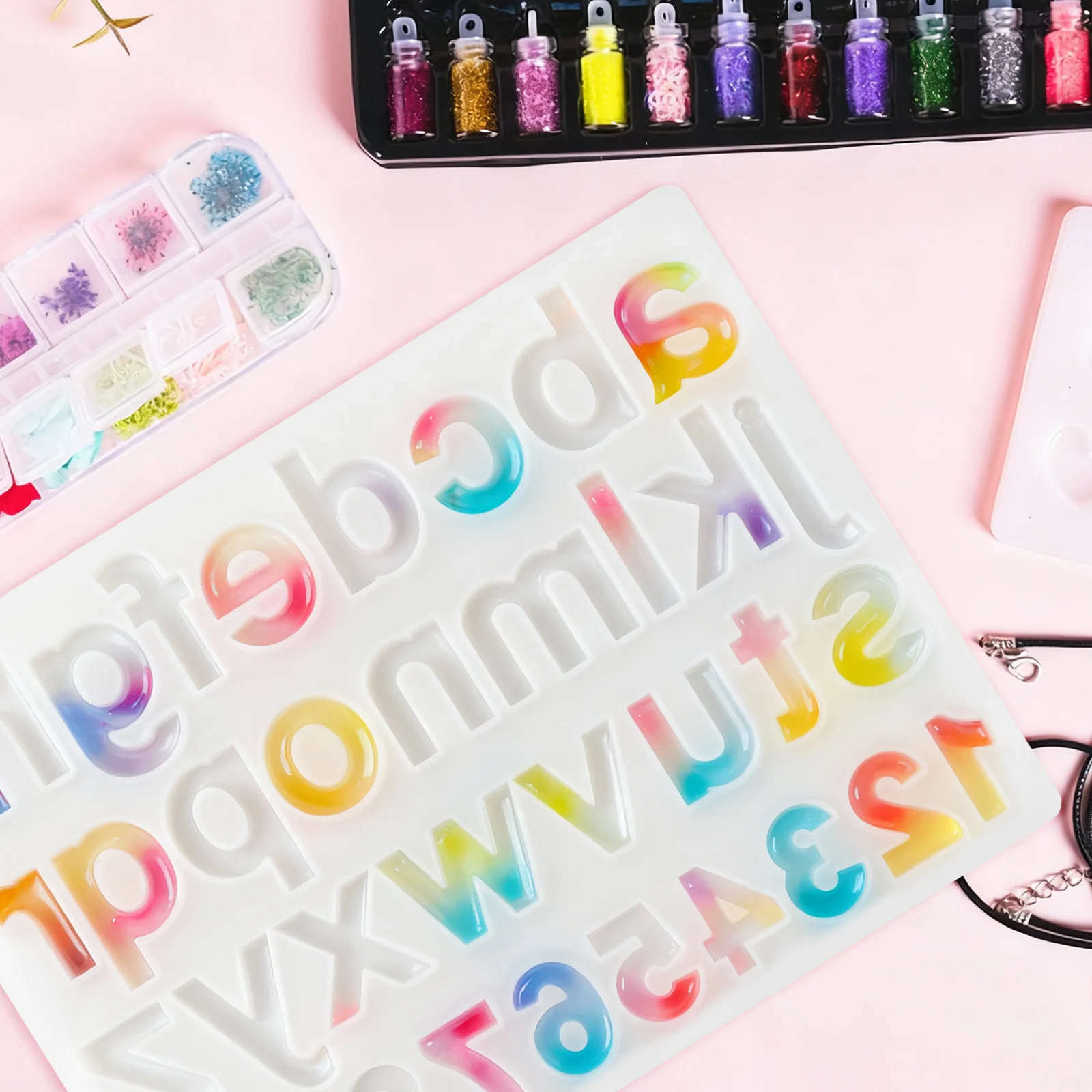 

1pc Letters Numbers Silicone Mold For Diy Epoxy Resin Jewelry Making Craft Non-Stick Baking Soap Ice Cube Mold Handmade Tool