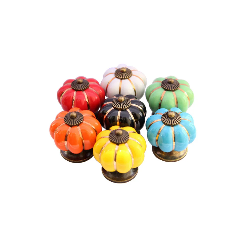 

5pcs 40mm Novelty Pumpkin Shaped Ceramic Door Knob Kitchen Cupboard Drawer Cabinet Knob Pull Handle (Blue)