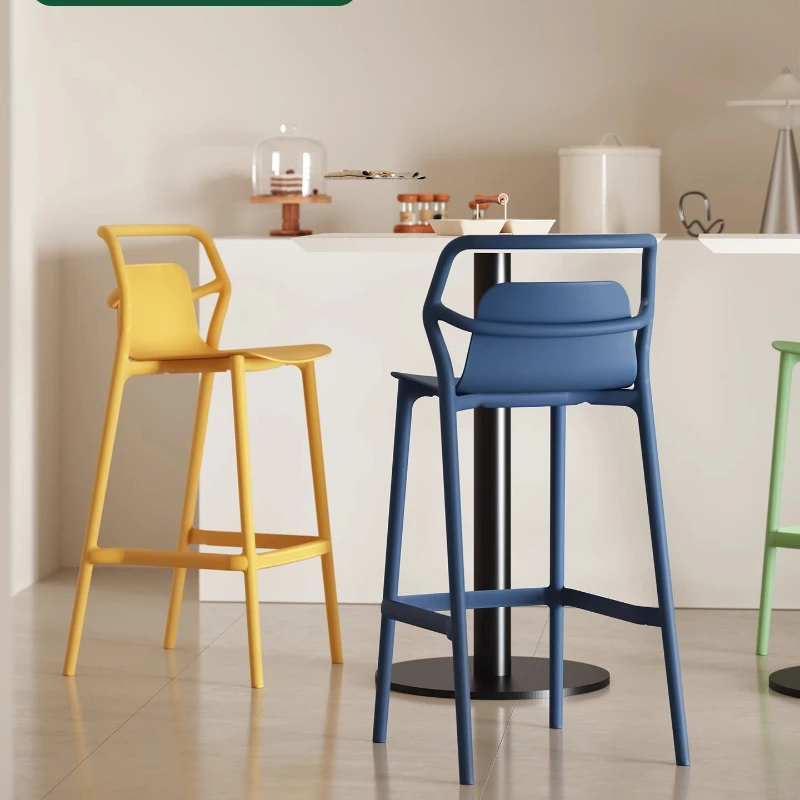 Designer Style Bar Stools Thickened Plastic Counter Height Chairs Dopamine Stackable Stools for Kitchen Island Reception Seating