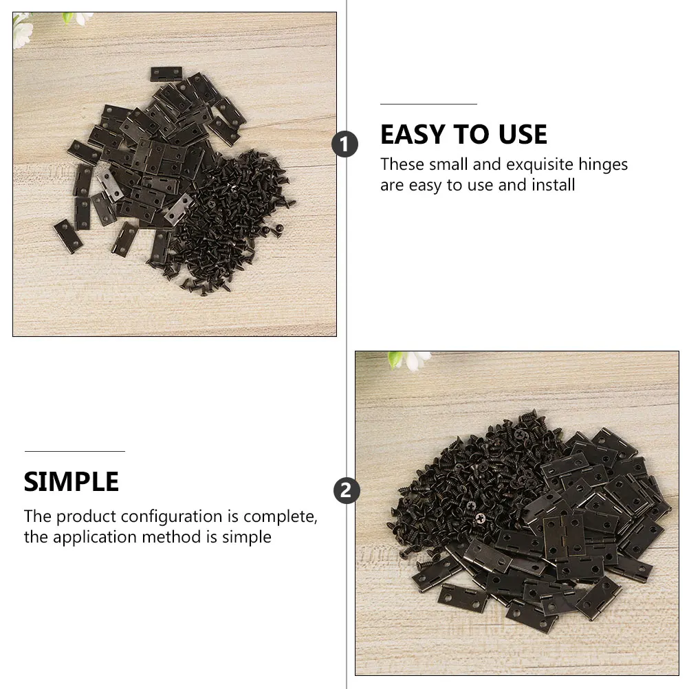 

1 set Mini Iron Box Accessories Hinges Black Tiny Hardware Accessories Durable Wear Resistant Furniture Hinges Sets