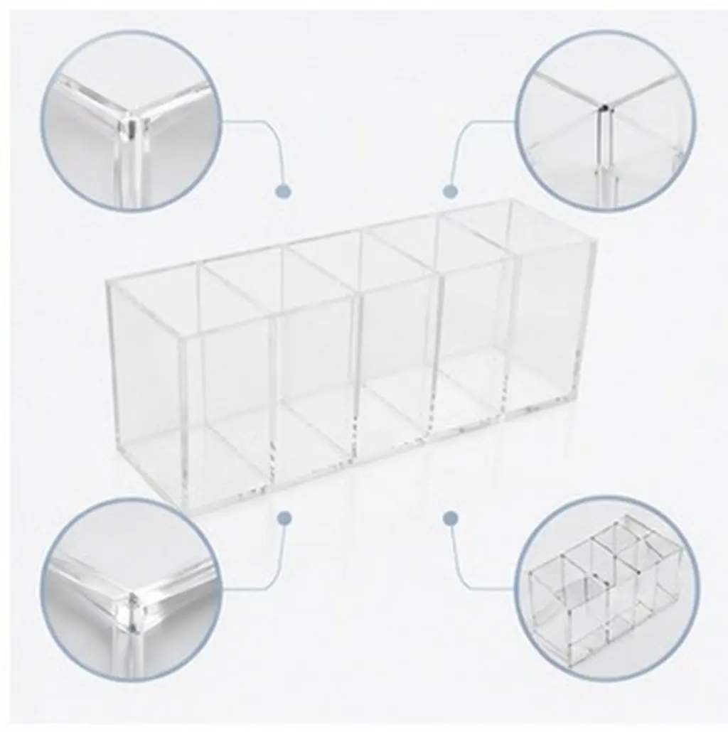 Acrylic Desktop Organizer Pen Holder with Compartments for Pens, Makeup Brushes, Pencils & Remote Control