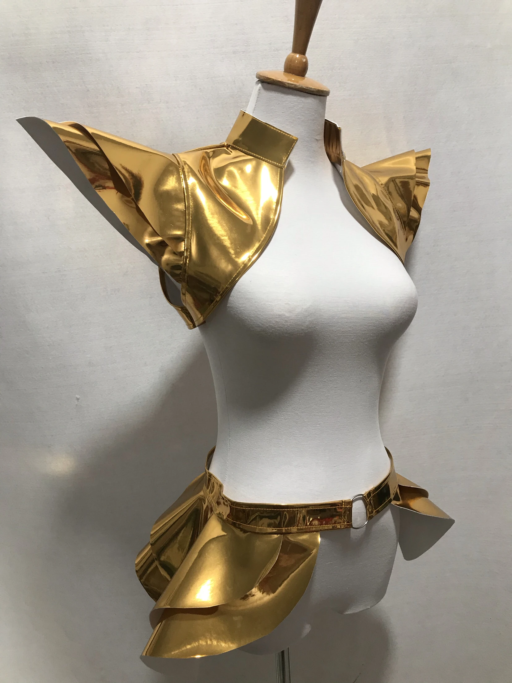 Golden Gogo Dancer Outfit Women Stage Costume Accessories Nightclub Bar Party Show Rave Wear Carnival Halloween Costume