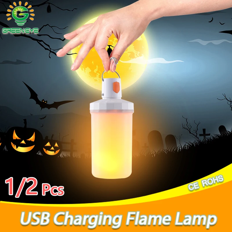 Lampe LED aste USB DC 5V simulant l'effet de flamme, lampe d'ambiance à flamme réaliste, lumières de cour, décoration de camping