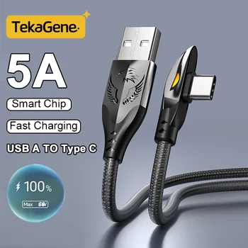 66W 5A USB A TO Type C Fast Charging Cable 90° Elbow Cord For Game USB C Cable For iPhone 16 15 Pro Max Xiaomi Samsung Oneplus