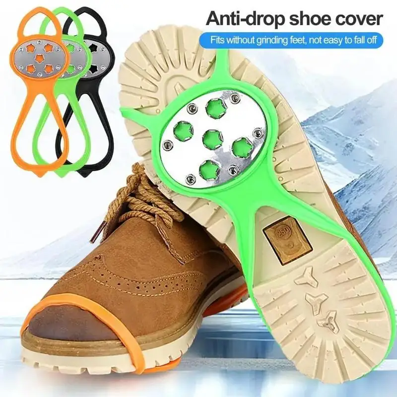 

1 Pair Crampons Traction Cleats Snow Shoe Spikes Strong Grip Anti-Skid Universal Ice Snow Shoe Crampons Spikes for Climbing