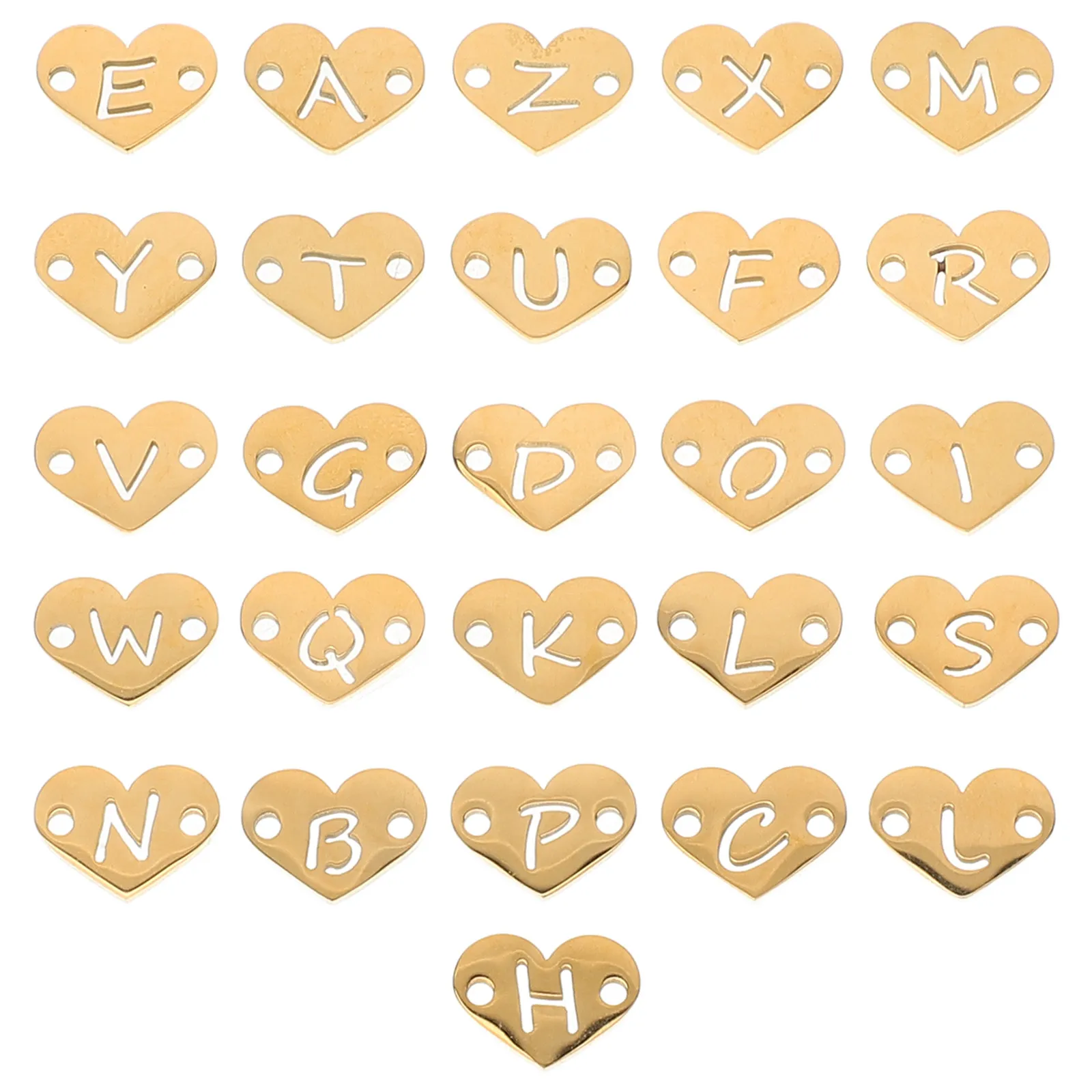 

26 шт. подвесок-сердечек с полыми буквами, кулоны в форме сердца для изготовления украшений, браслетов, ожерелий, брелоков, аксессуары, подарок для него