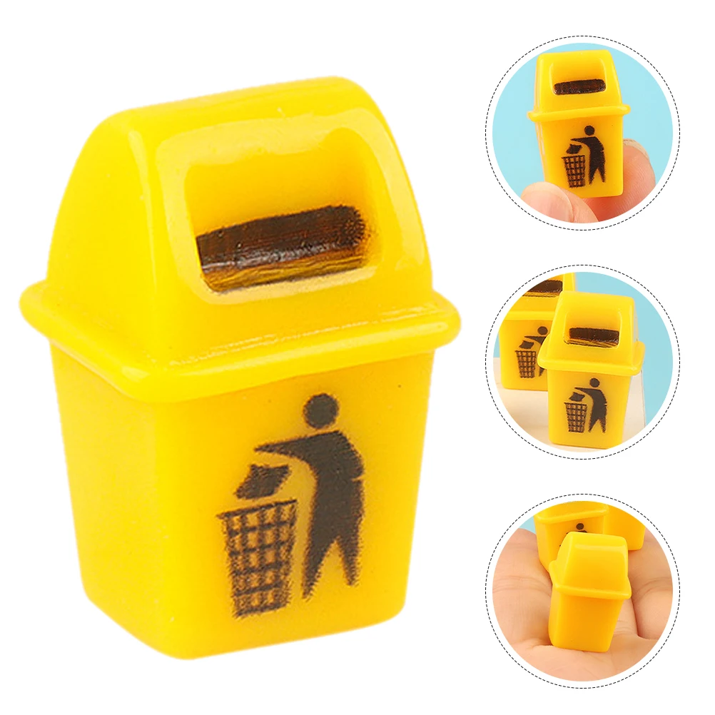 

12 Pcs Mini Trash Can Bin Litter Model Small Trashcan Tiny Cans Plastic Dollhouse Garbage Little
