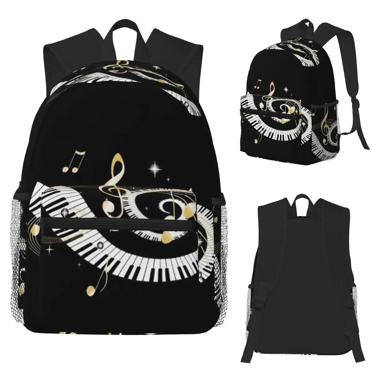 

Piano Keyboard Music Notes Student Backpack School Bag Hiking Travel Daypack for Men Women Fashion Bookbag Shoulder Bags