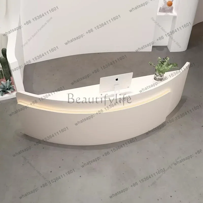 LSHigh-End Curved Cashier Counter Simple Modern Clothing Store Beauty Salon Reception Desk Office Furniture balcao recepção FYRD