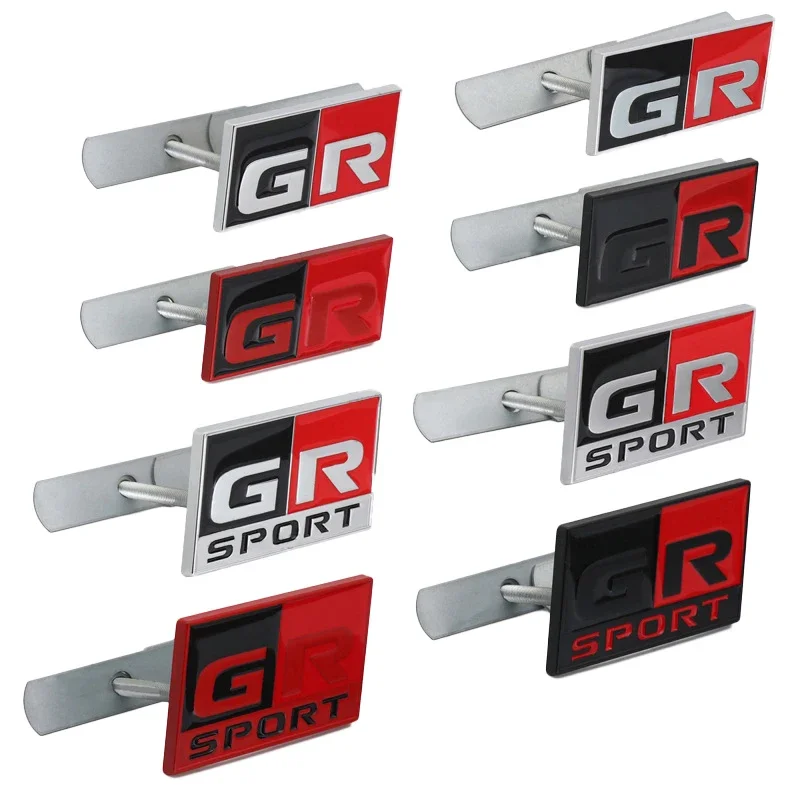 Metal GR Sport Logo Car Front Grille Emblem Badge for Toyota Rav4 Auris Yaris Camry Crown Prado Supra Corolla