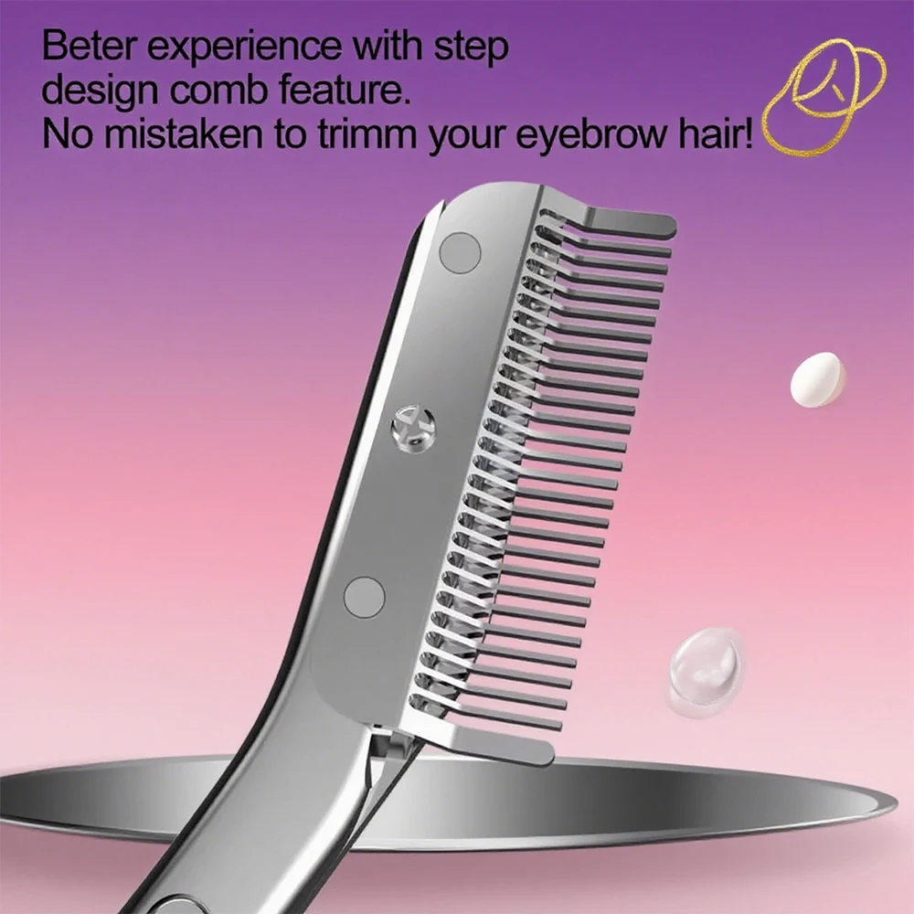 New 2pcs/set Safe Stainless Steel Eyebrow Trimme Eyebrow Scissors With Comb Hair Removal Shaver Cutter Durable Makeup Tool