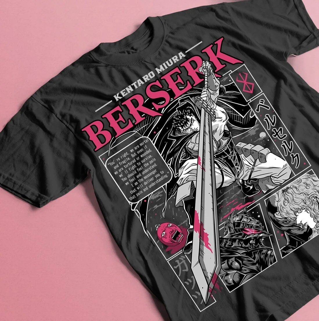 

Футболка Berserk, футболка Guts Anime Horror, хлопковая рубашка унисекс, подарок, летние подарки для мужчин, винтажная футболка с принтом Kawaii