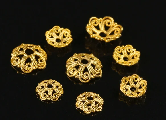 

18k karat gold lace spacers 6mm/8mm gold stopers for diy bracelet