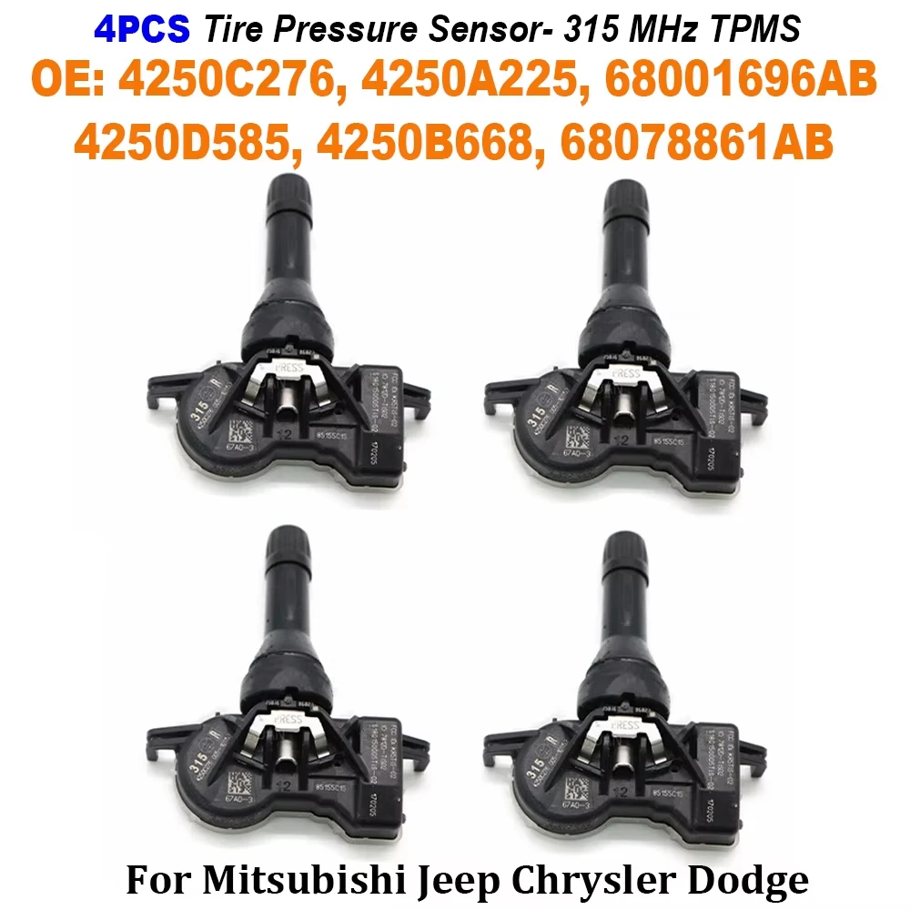 

4 шт. датчик давления в шинах 315 МГц датчик Tpms 4250C276 S180150005 4250D585 для 2018 2019 2020 2021 Mitsubishi Outlander Sport