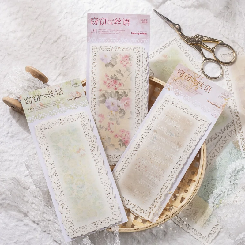 10 pcs Lace Material paper Decorative Scrapbooking Diary Album handmade Stationery Collage material junk journal supplies