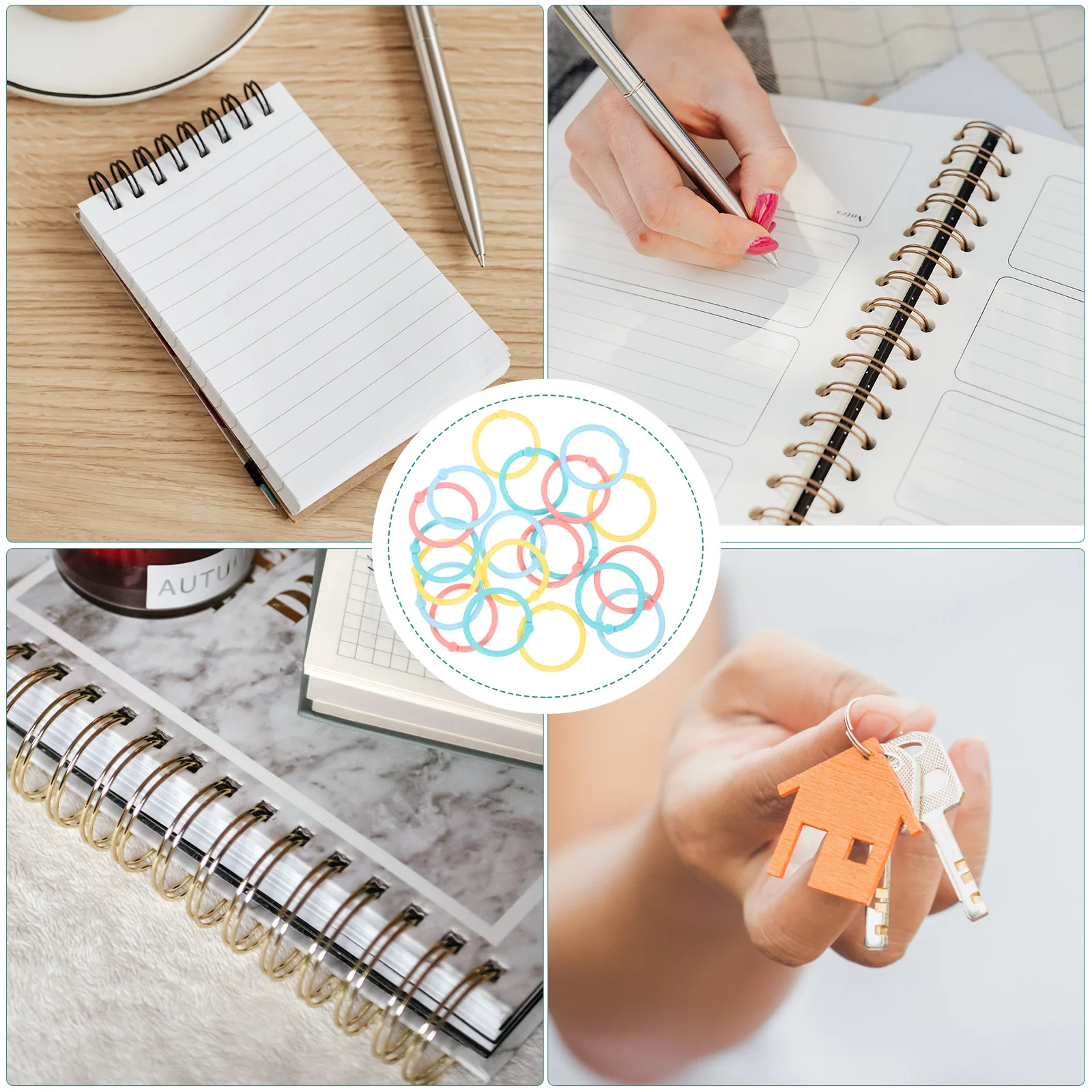 

80Pcs Colorful Plastic Loose Leaf Binder Rings Single Rings for Scrapbook Note Cards Office School Use Binder Ring