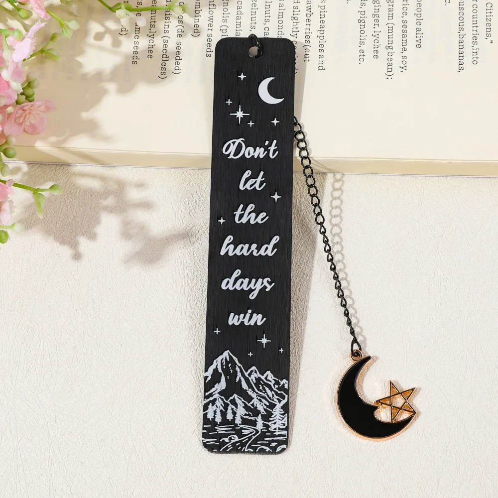 Acotar Mountain Moon Stainless Steel Bookmark with Star and Moon Charm Fantasy Book Lover's Accessory Fantasy Gift for Women