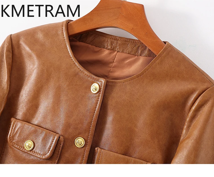 100% strato superiore giacche di pelle di pecora donna cera olio giacca corta in pelle gialla 2025 Nuovo in capispalla autunno abbigliamento donna arrivoات