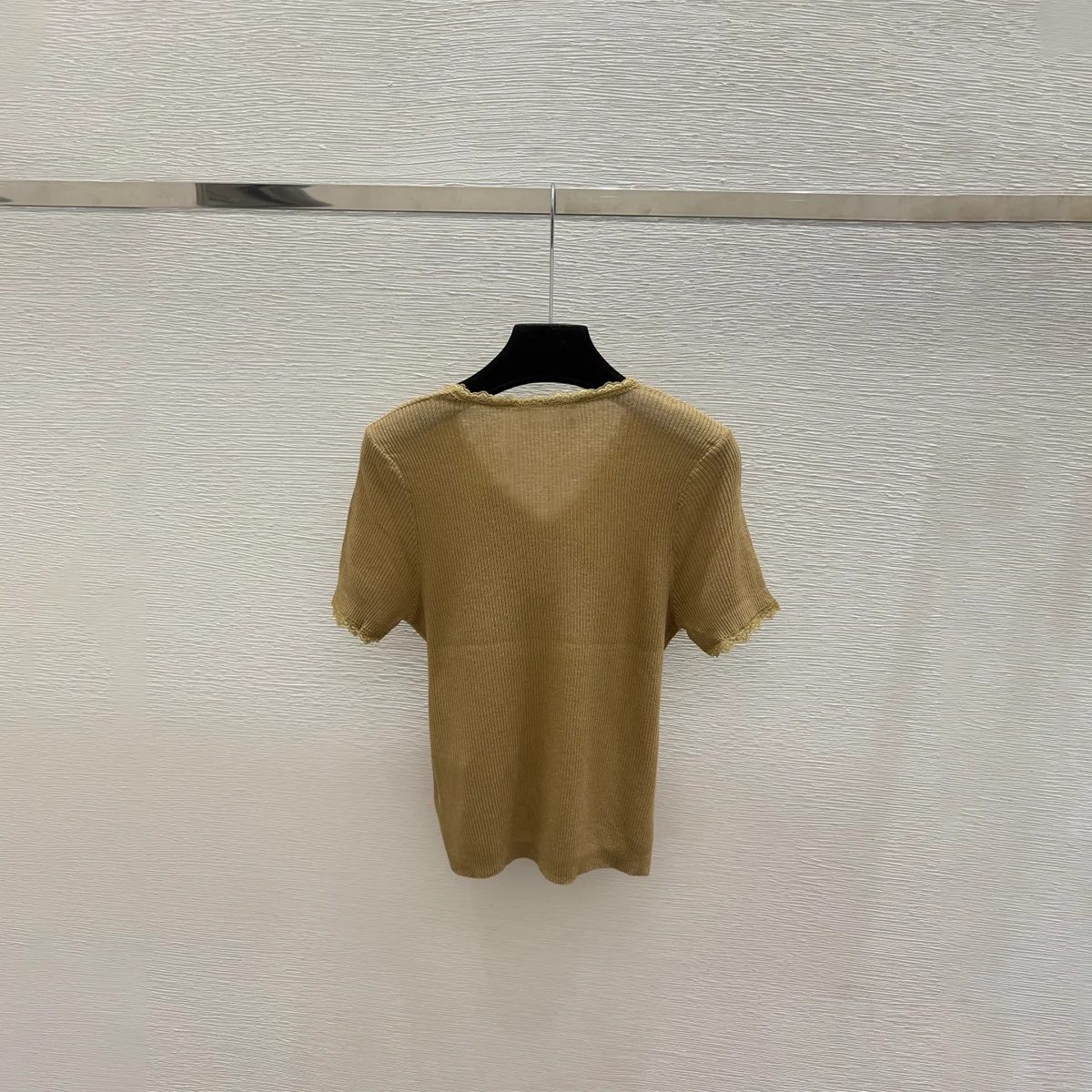 2026 high-quality new cross lace V-neck knitted short sleeved women's summer thin design-hb720