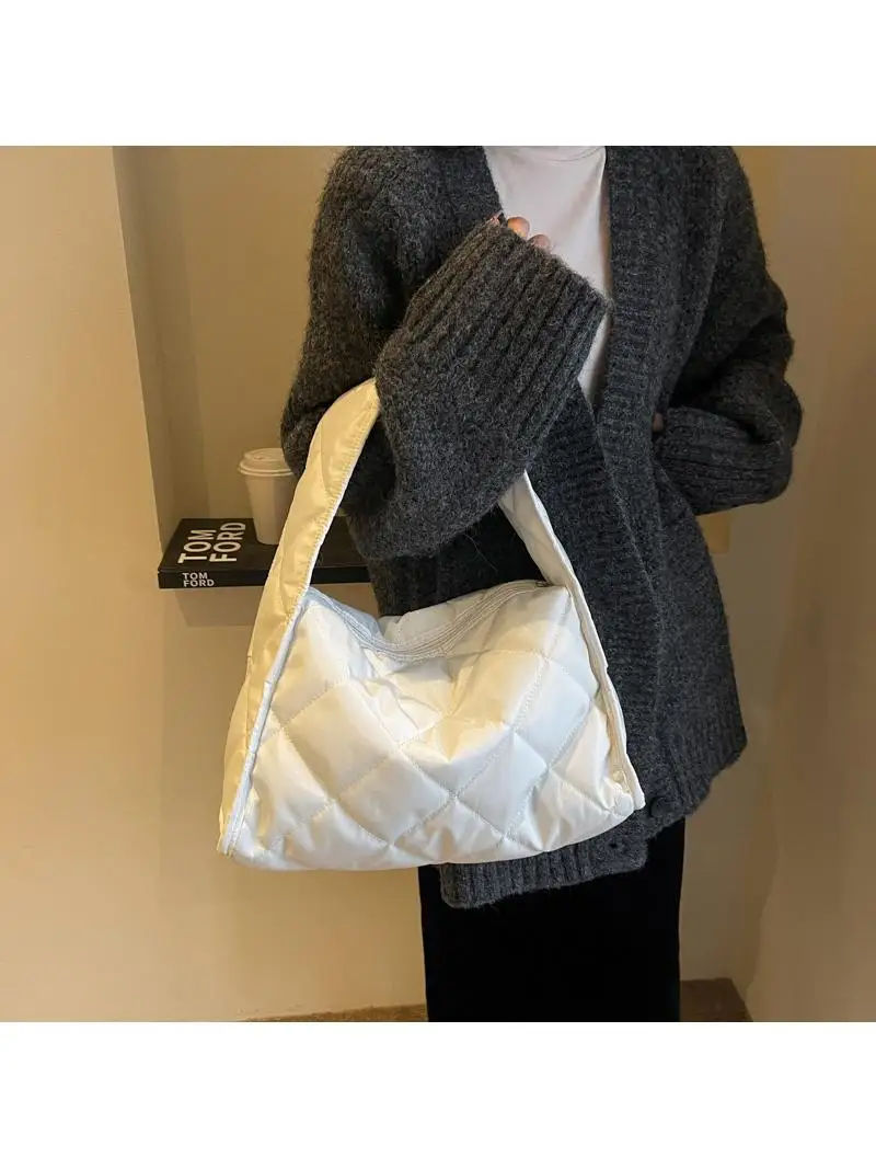 Oxford Cloth Small Handbag Women's Winter New Diamond Pattern Casual Handbag Simple Student Bag Hobo Bag Daily Use