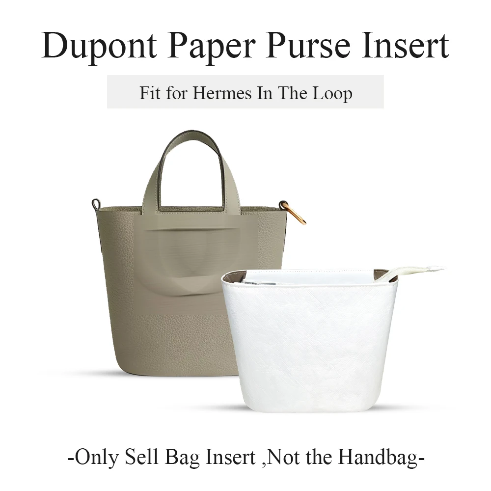 

Dupont Paper Purse Organizer Insert Fit for Hermes In The Loop, Zipper Inside Storage Bag Lightweight Inner Liner Organizer Bag