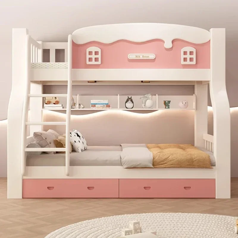 

150x200cm Bed Bunkbed Children Organizer Furniture Modern Style Bunkbed With Slide H Bed Frame Full Double Bed Base Adult Loft