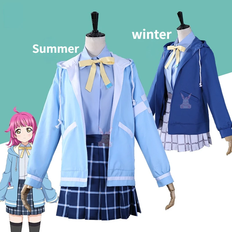 Anime LoveLive School Idol Project Cosplay Tennouji Rina Outfit Women Outerwear Coat Shirt Skirt Suit Campus Uniform Costume