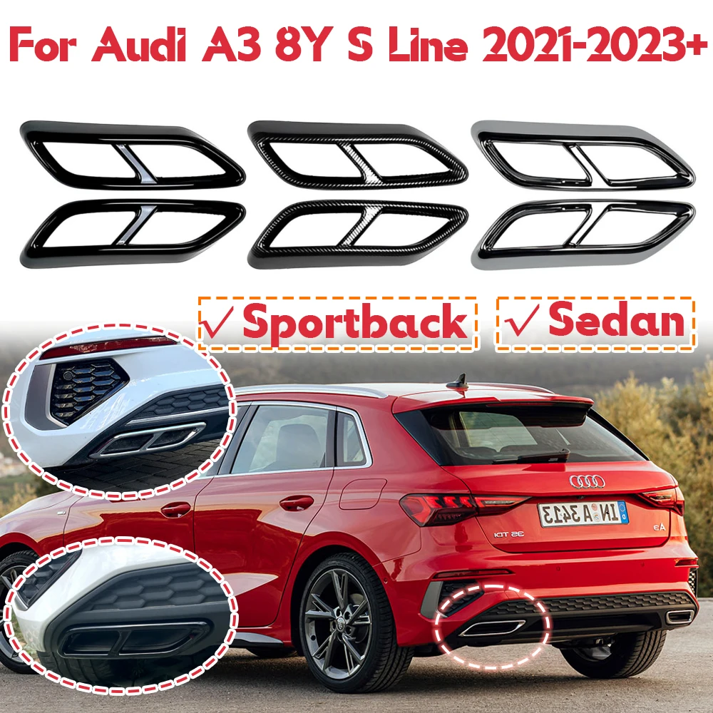 Car Tail Exhaust Muffler Pipe Output Cover Parts For Audi A3 8Y S Line Sportback Sedan 2021 2022 2023 External Accessories