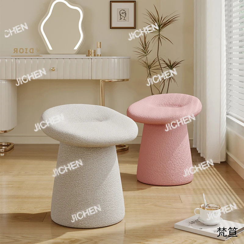 

JC Nordic Style Mushroom Pouf Stool Designer Rotating Ottoman for Small Space Living Room Furniture Compact Bedroom Makeup Chair